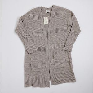 Cream knit open front cardigan